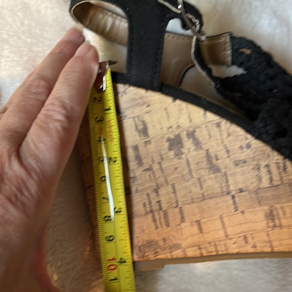 SO Wedge Crochet Cork Heel Black Sandal sz 7M - Picture 6 of 7